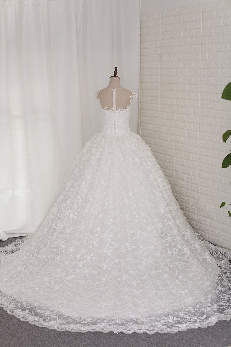 2024 Wedding Dresses Ball Gown Off-The-Shoulder Lace Cathedral Train