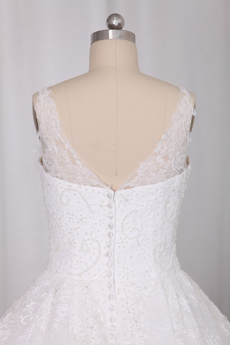 2024 New Wedding Dress Ball Gown Spaghetti Straps Floor-Length Lace Zipper Back