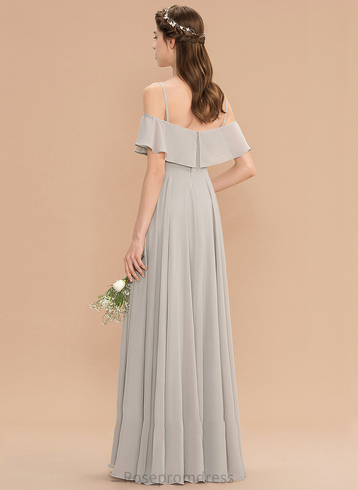 Neckline Silhouette Off-the-Shoulder Floor-Length Straps Fabric Length A-Line Melina Natural Waist A-Line/Princess Sleeveless Bridesmaid Dresses