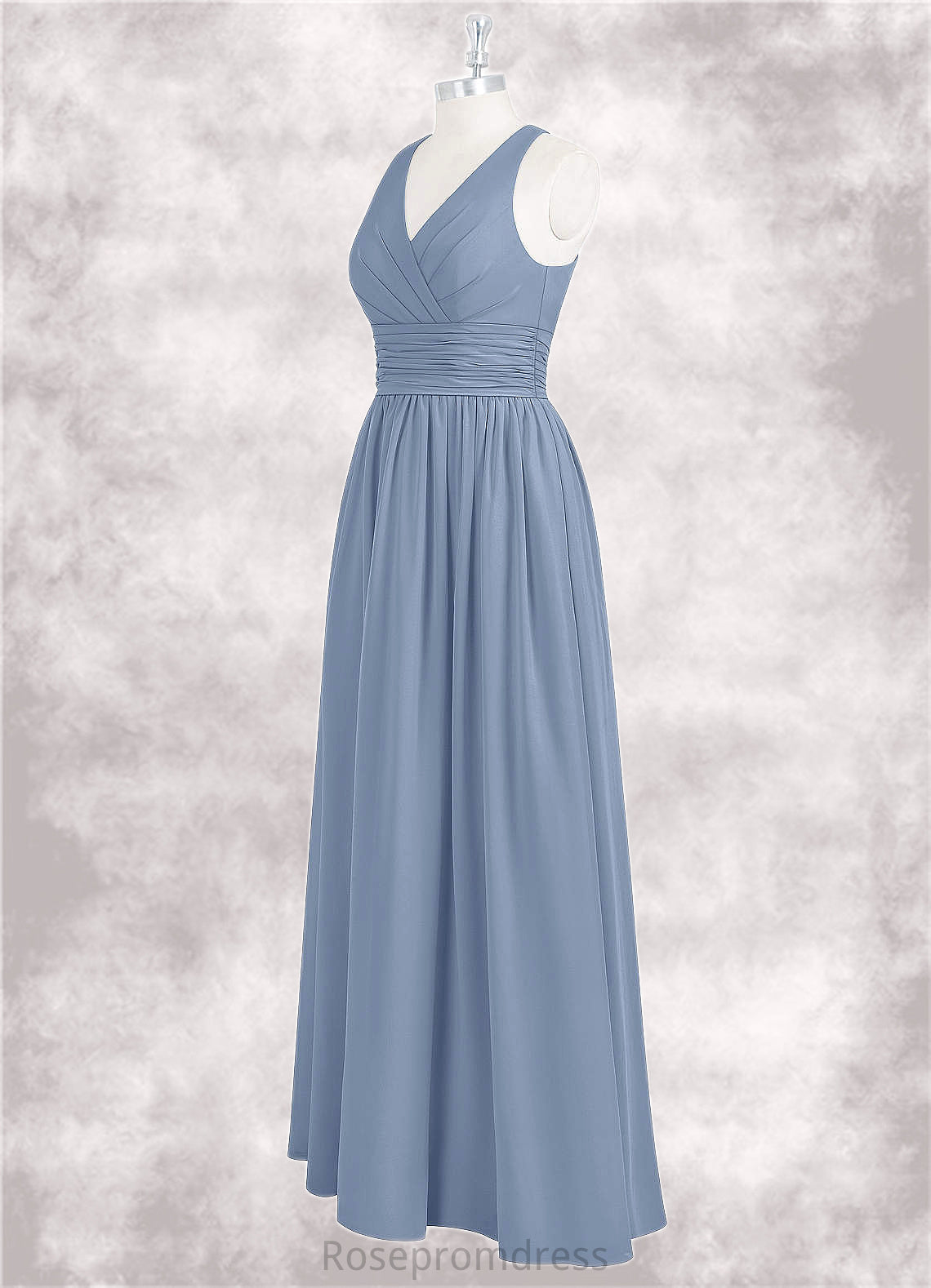 Mattie A-Line Pleated Chiffon Floor-Length Dress SRSP0019735