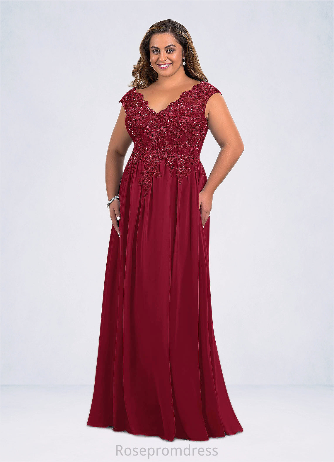 Julia A-Line Sequins Chiffon Floor-Length Dress SRSP0019842
