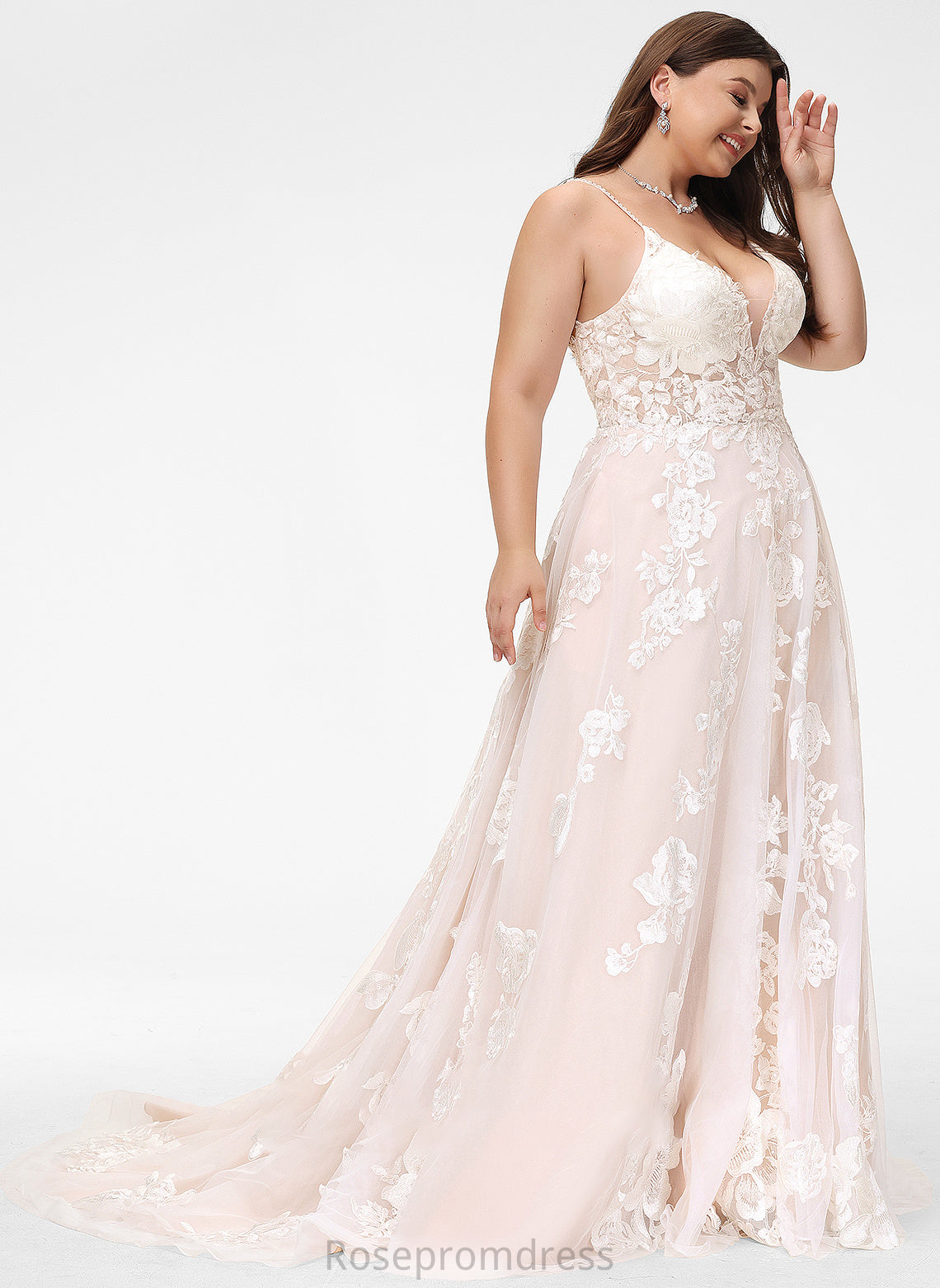 Ball-Gown/Princess Train Court Lily With Wedding Dresses Dress Tulle Pockets Lace Beading V-neck Wedding