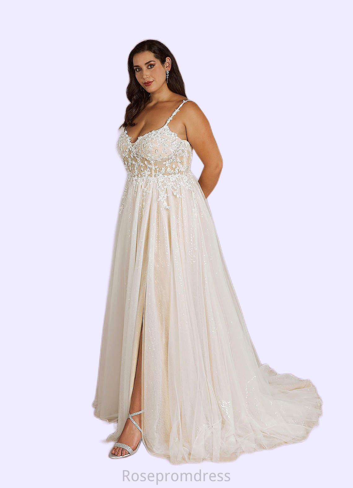 Payten A-Line Sequins Tulle Chapel Train Dress SRSP0020028