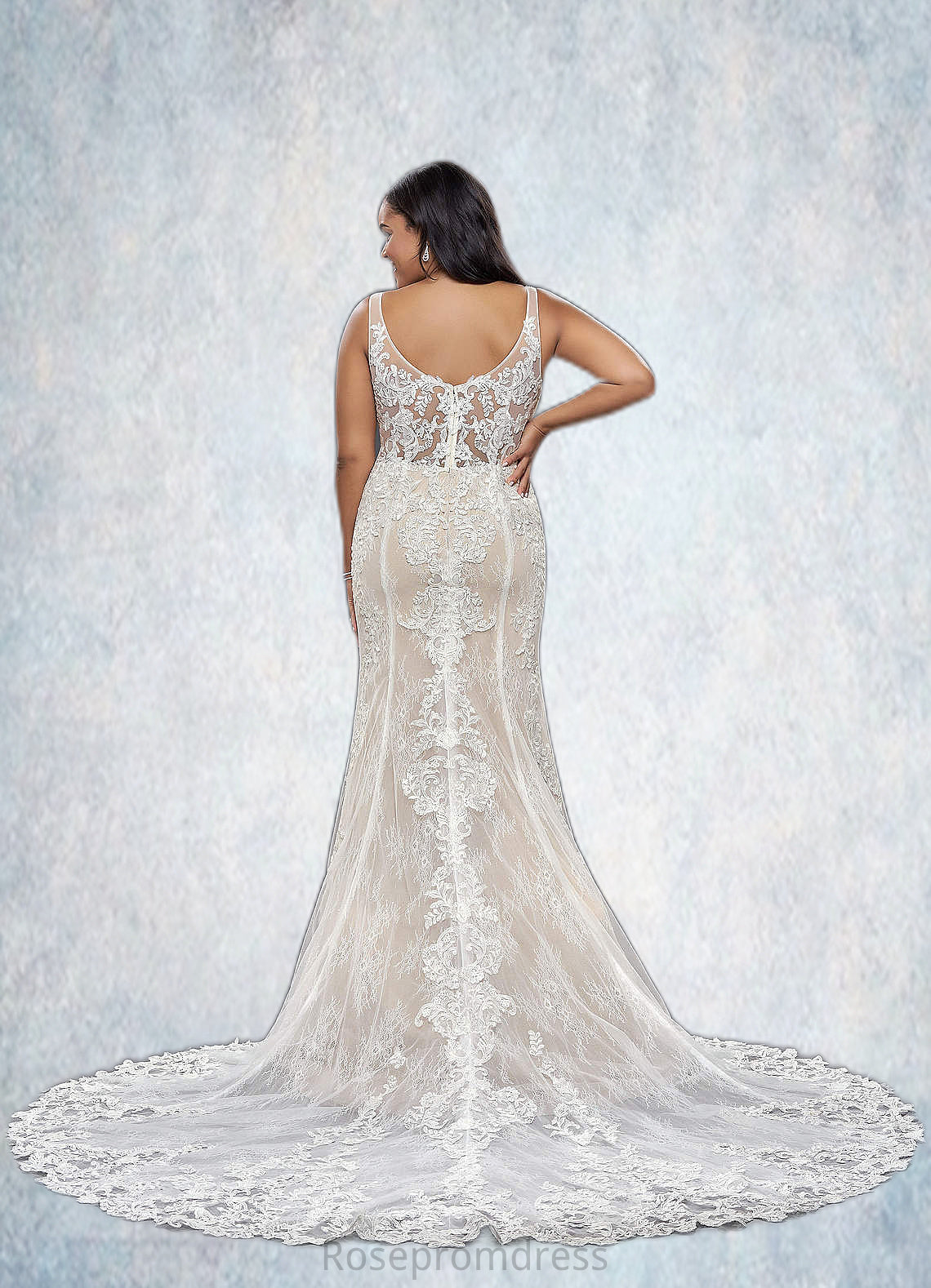 Riley Mermaid Lace Tulle Cathedral Train Dress SRSP0020074