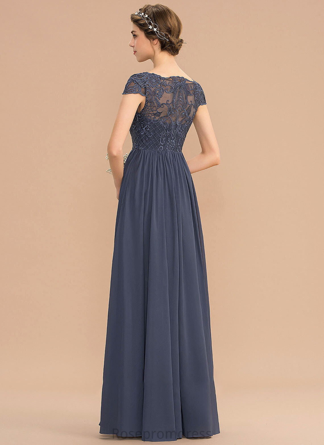 A-Line Length Neckline Fabric Lace ScoopNeck Floor-Length Straps Silhouette Elsie A-Line/Princess Natural Waist Bridesmaid Dresses