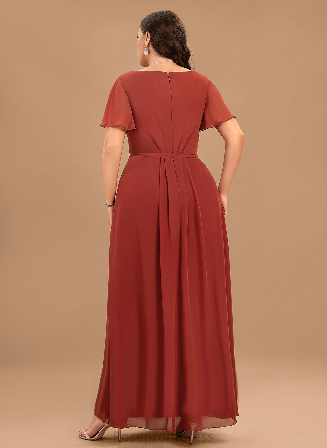 A-line Floor-Length Fabric Straps&Sleeves Length V-Neck Neckline Silhouette Aubrey Natural Waist A-Line/Princess Floor Length Bridesmaid Dresses