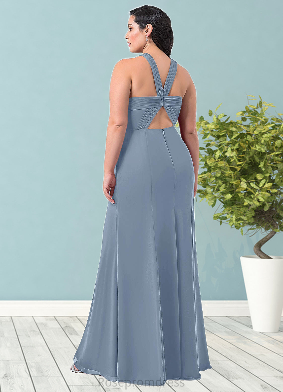 Kennedi A-Line Pleated Chiffon Floor-Length Dress SRSP0019607