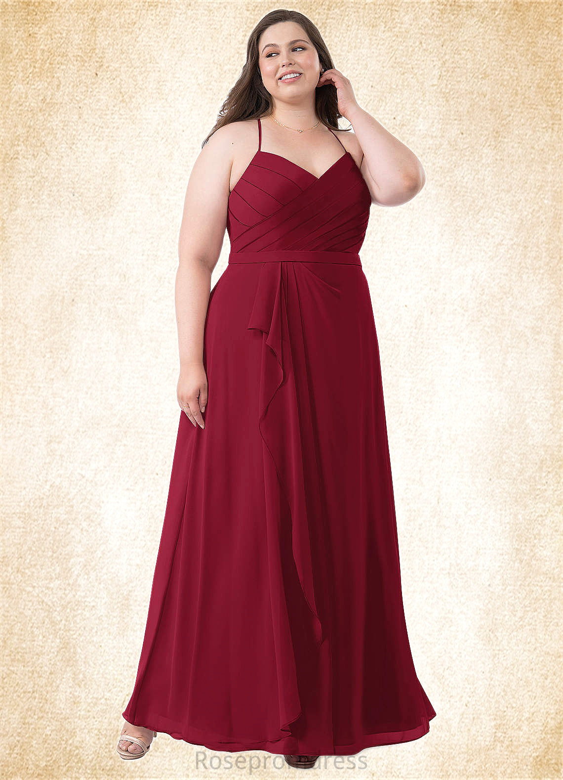 Sandra A-Line Pleated Chiffon Floor-Length Dress SRSP0019722