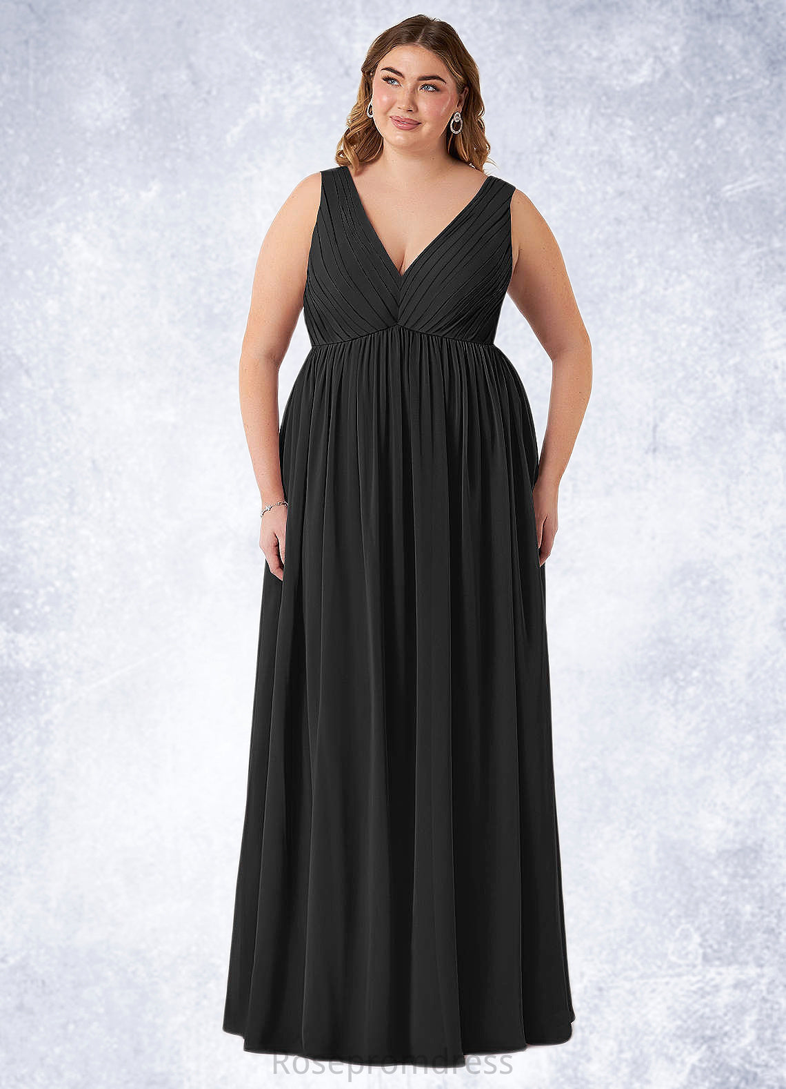 Libby A-Line Pleated Chiffon Floor-Length Dress SRSP0019618