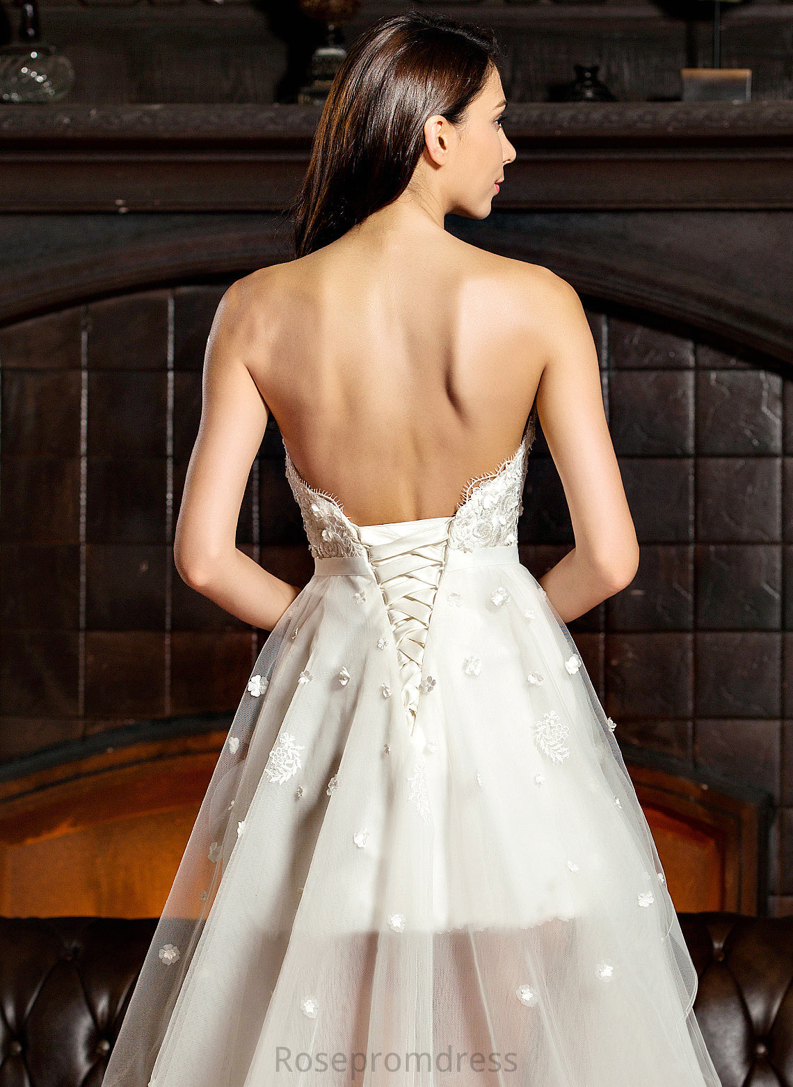 Bow(s) Asymmetrical Tulle Reyna Wedding Wedding Dresses Beading Sweetheart Dress With A-Line