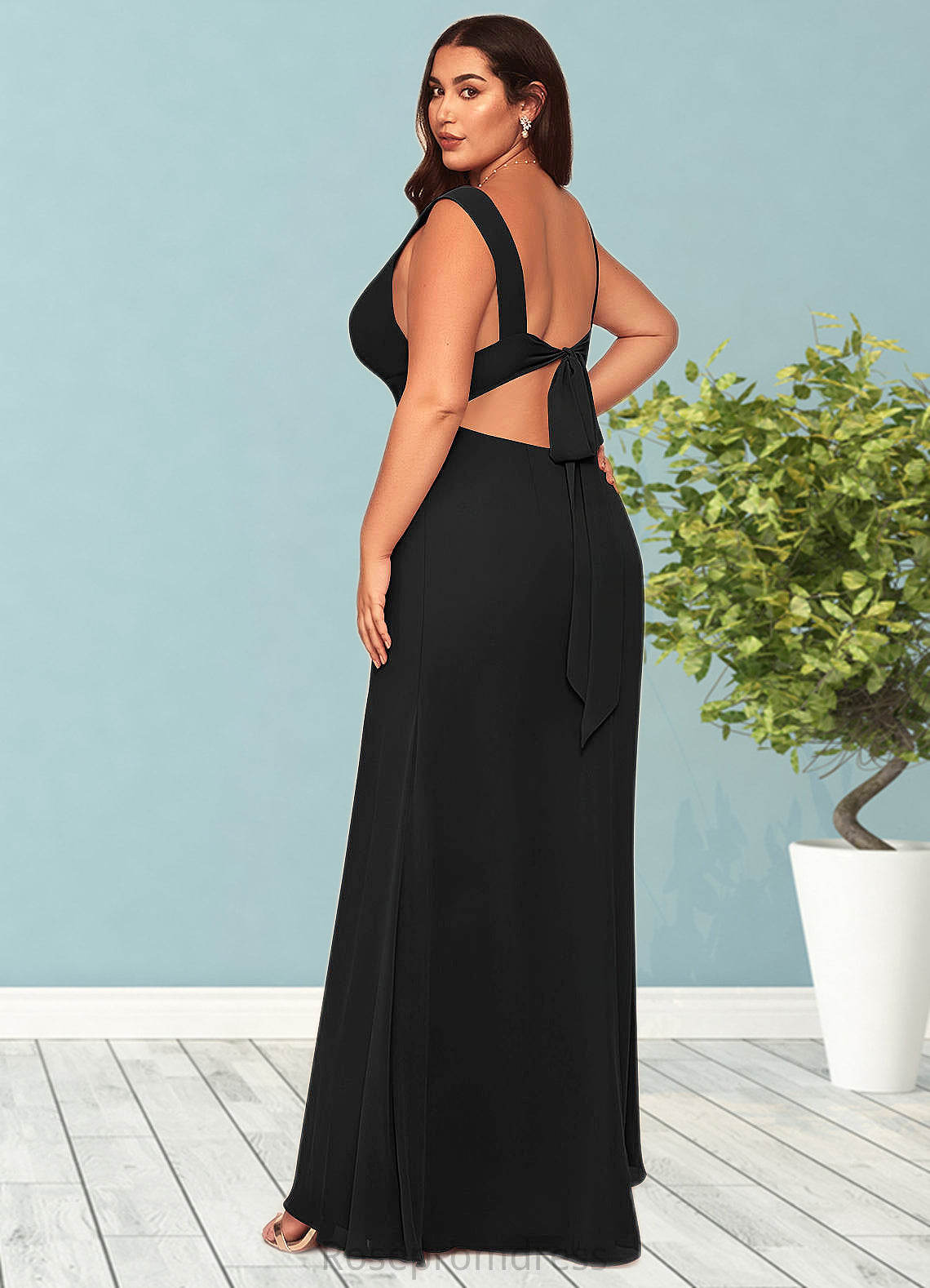 Polly A-Line Pleated Chiffon Floor-Length Dress SRSP0019626