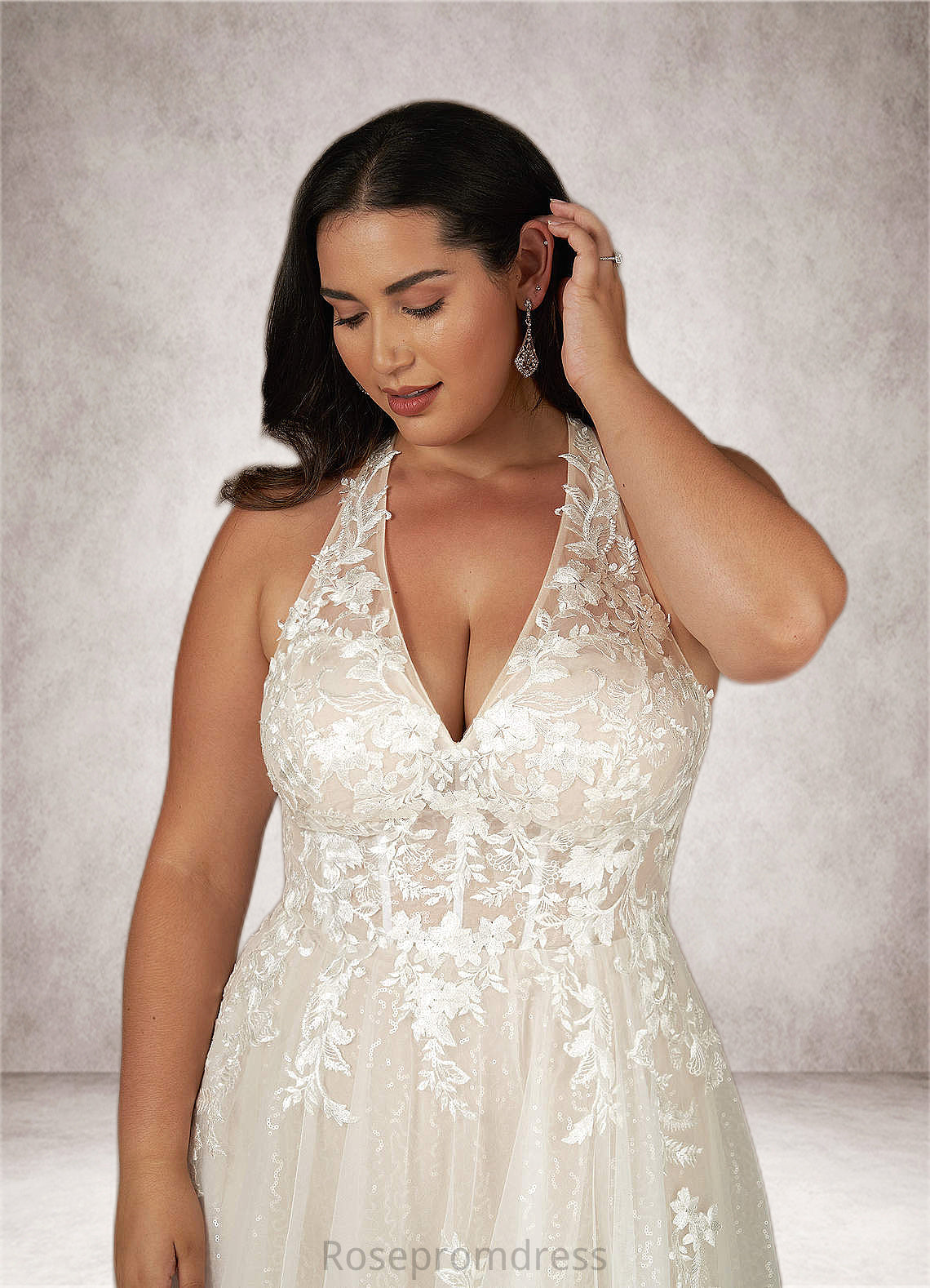Kiara A-Line Sequins Tulle Chapel Train Dress SRSP0020017
