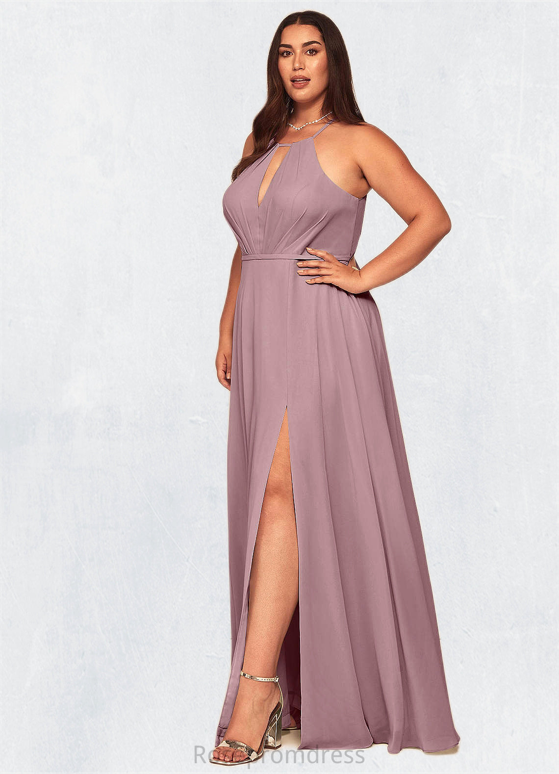 Serenity A-Line Pleated Chiffon Floor-Length Dress SRSP0019598