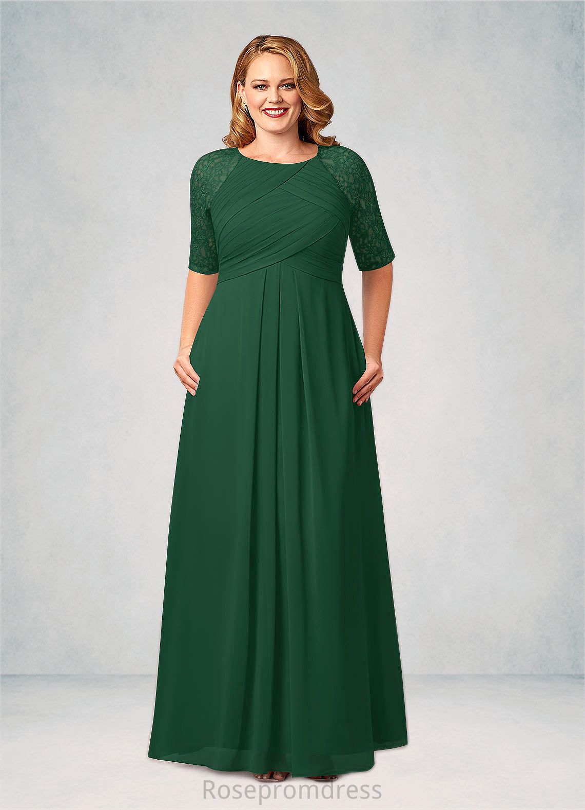 Norma A-Line Lace Chiffon Floor-Length Dress SRSP0019876
