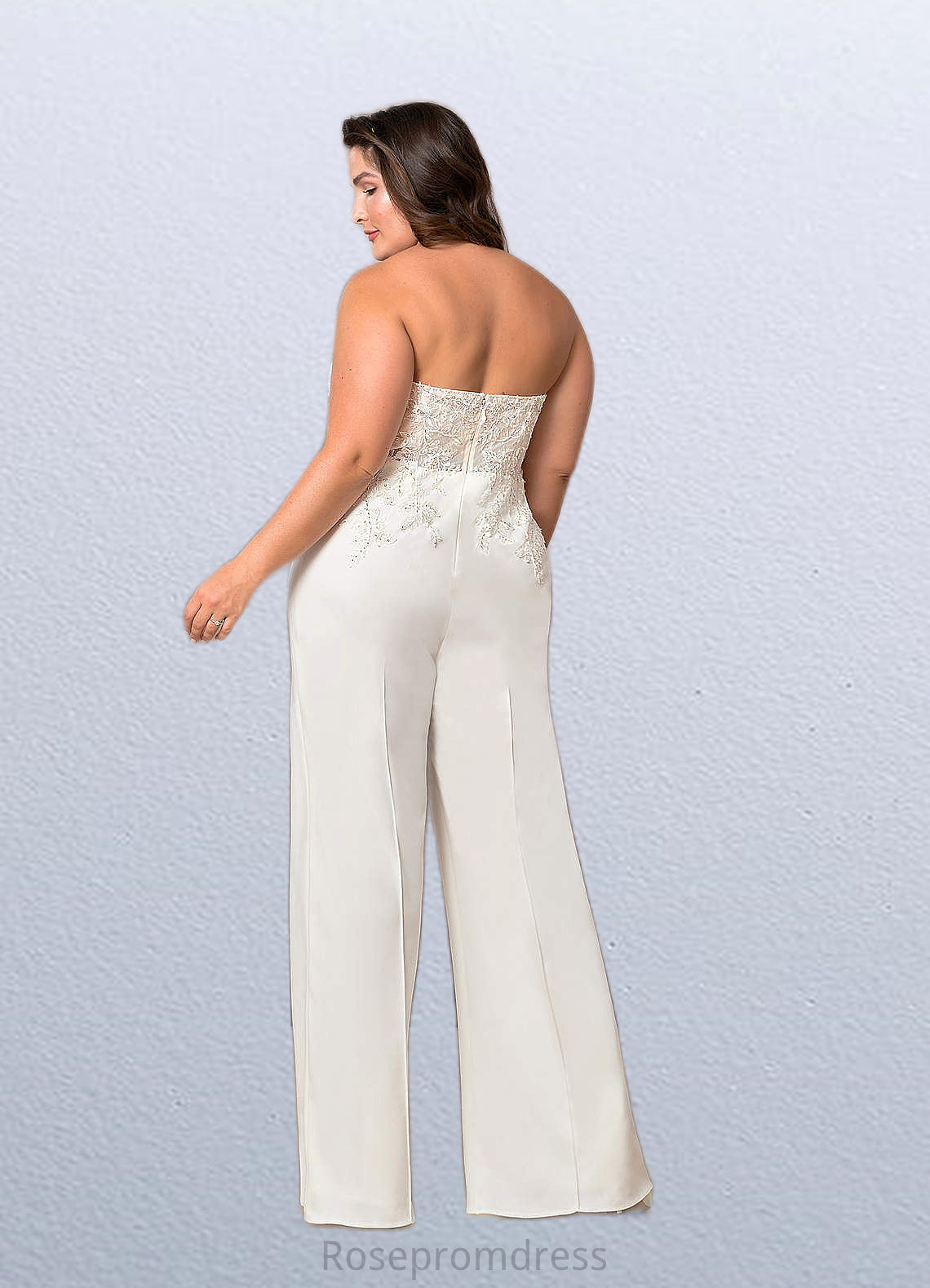 Elvira Sweetheart Neckline Lace Jumpsuit Diamond White/Champagne SRSP0020037