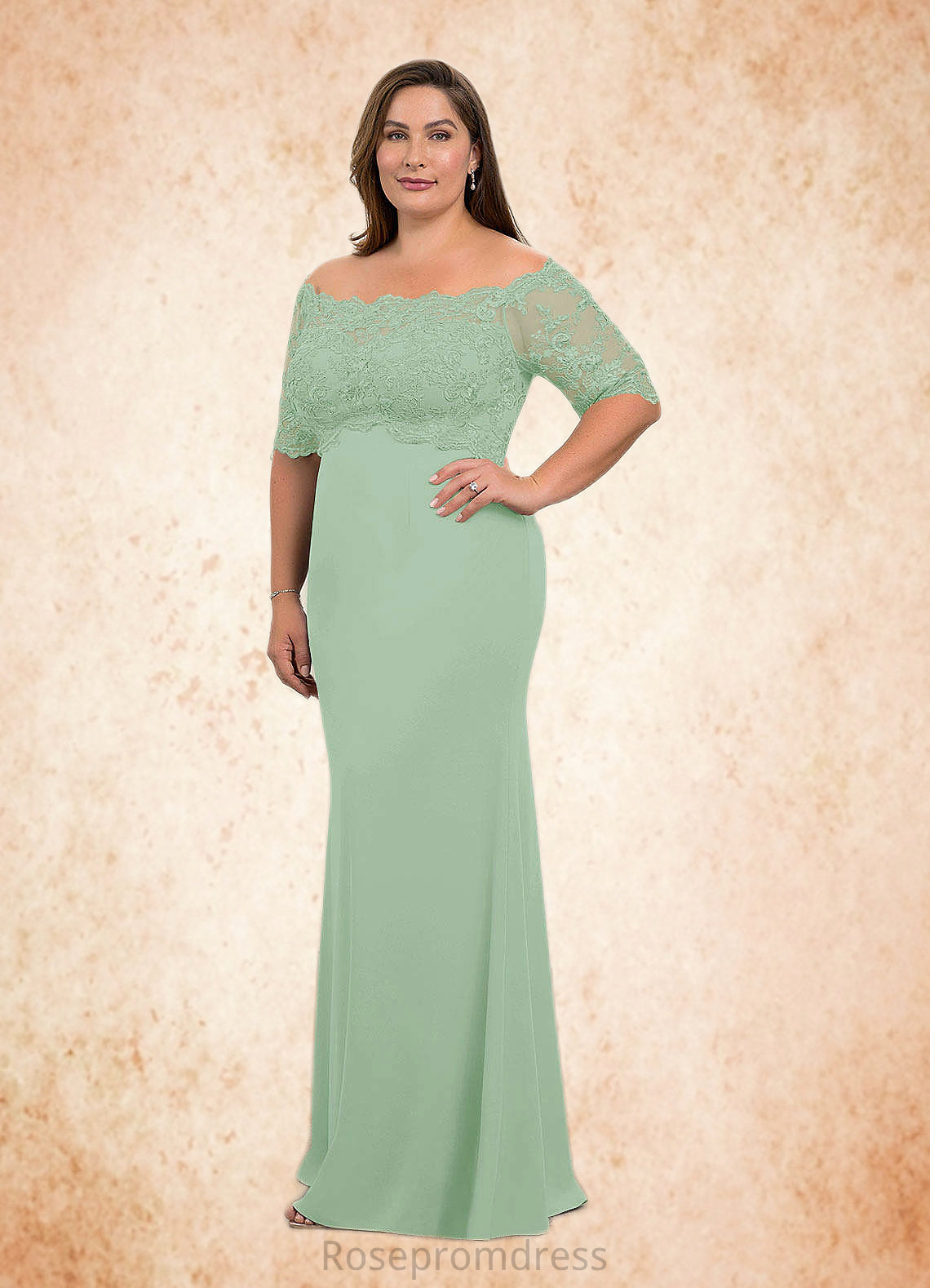 Cameron Mermaid Off the Shoulder Lace Floor-Length Dress SRSP0019919