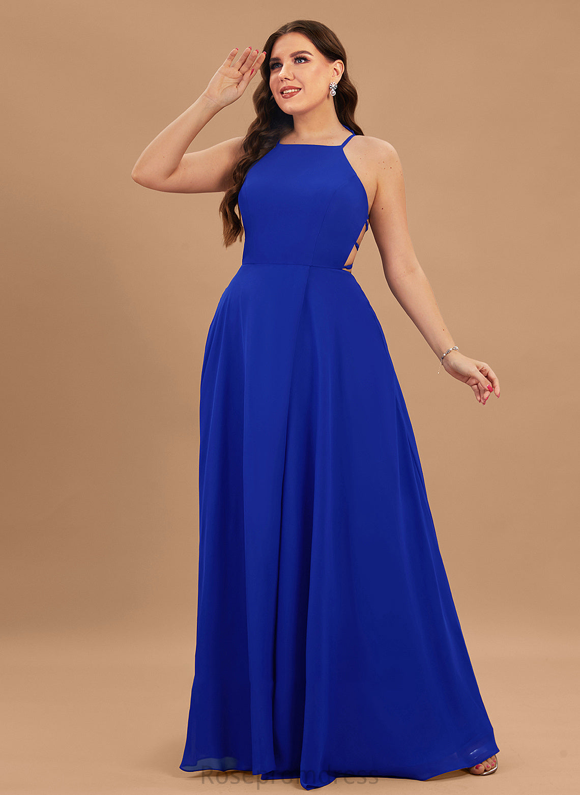 Neck Prom Dresses Floor-Length A-Line Front Split Chiffon With Dayanara Scoop