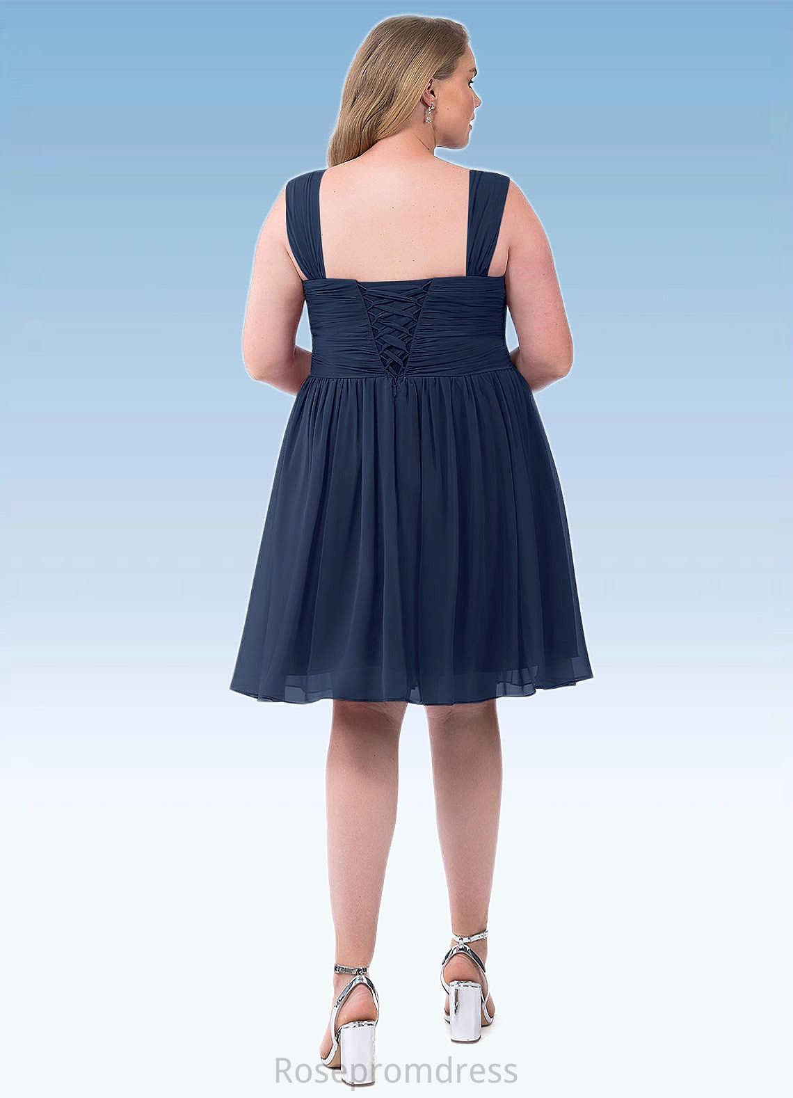 Luna A-Line Pleated Chiffon Knee-Length Dress SRSP0019668