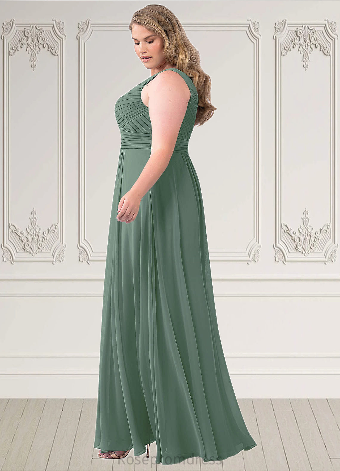 Allison A-Line Pleated Chiffon Floor-Length Dress SRSP0019658