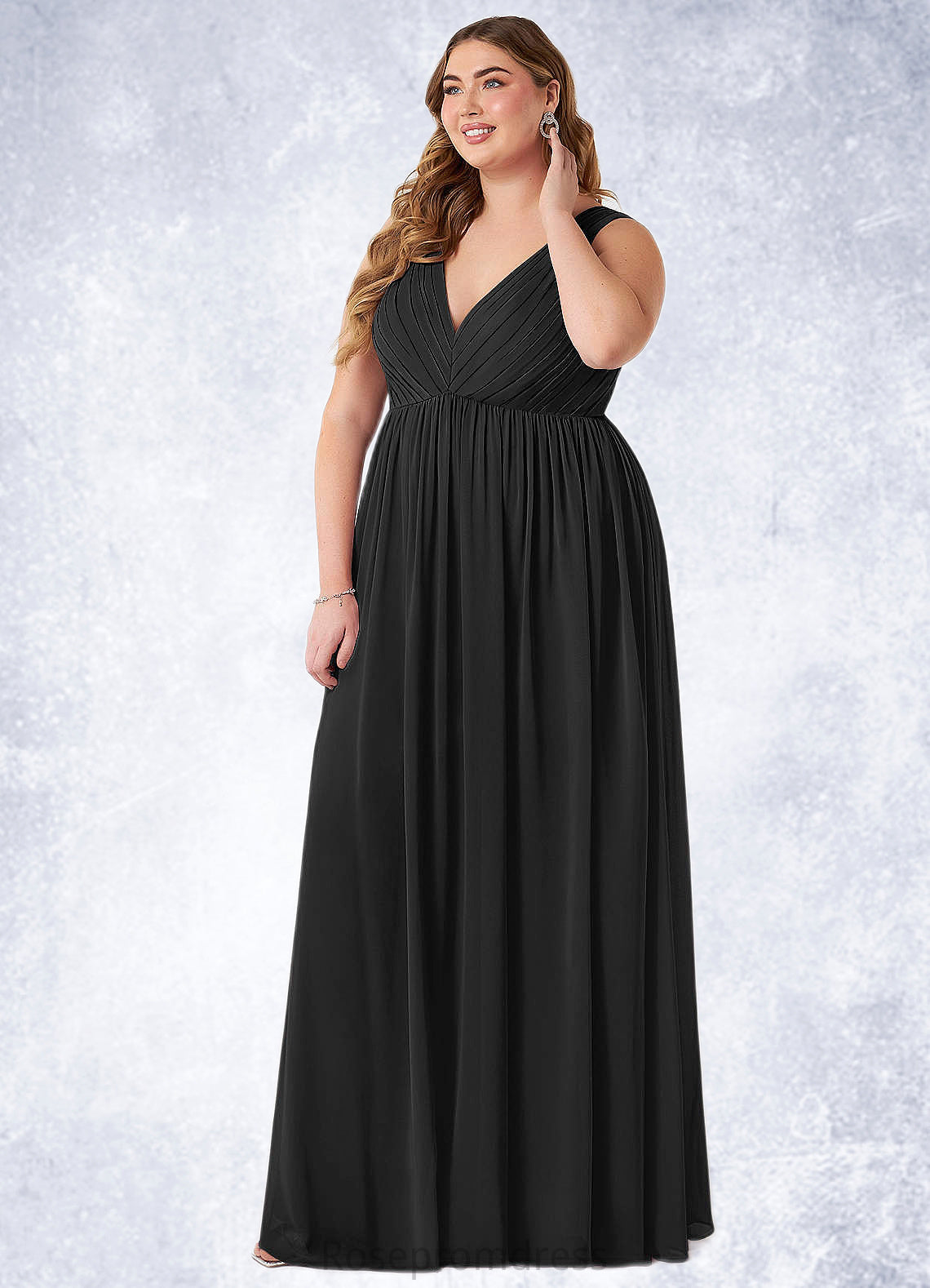 Libby A-Line Pleated Chiffon Floor-Length Dress SRSP0019618