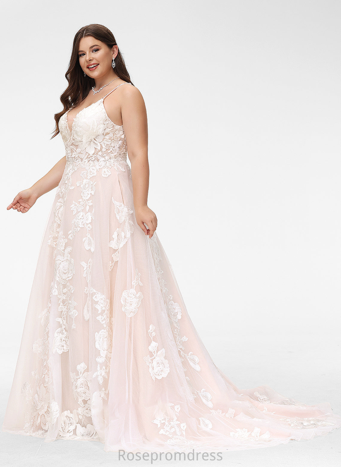 Ball-Gown/Princess Train Court Lily With Wedding Dresses Dress Tulle Pockets Lace Beading V-neck Wedding