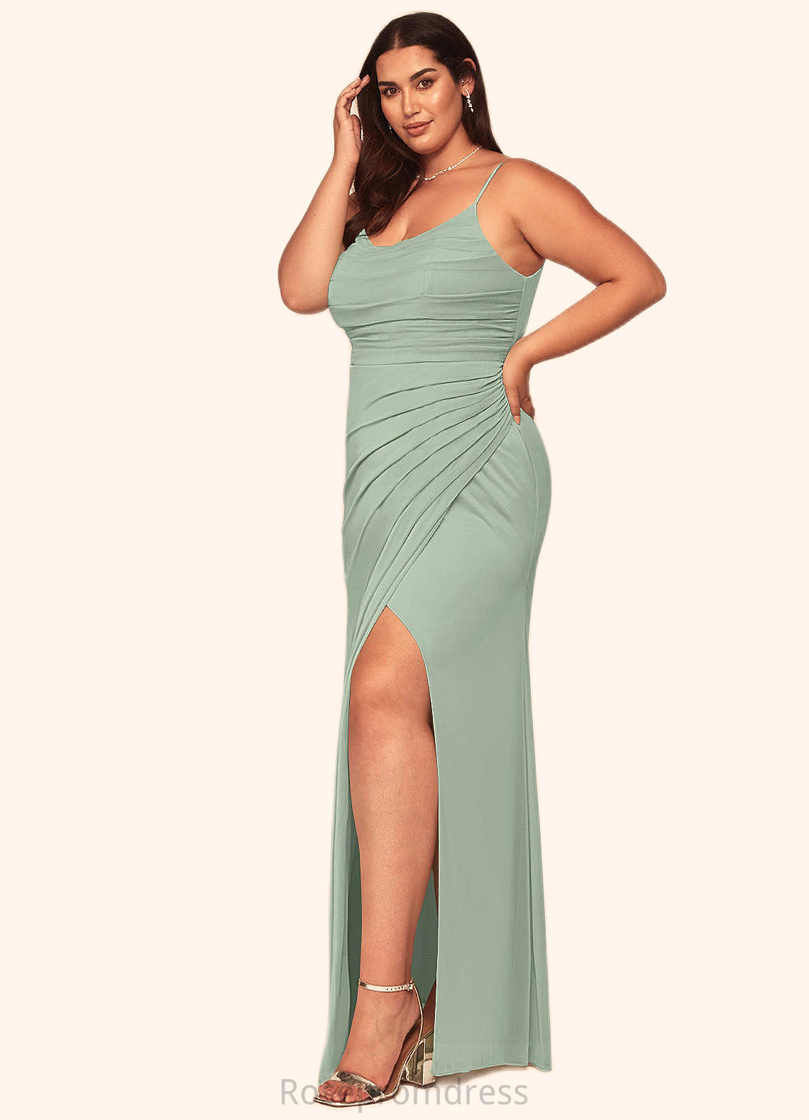 Emerson Mermaid Pleated Mesh Floor-Length Dress SRSP0019596