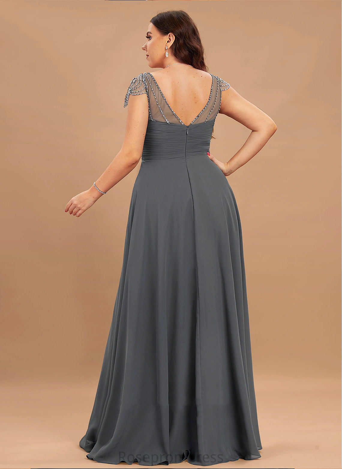 Length A-line Embellishment Silhouette Fabric Neckline Floor-Length V-Neck Natalia Bridesmaid Dresses