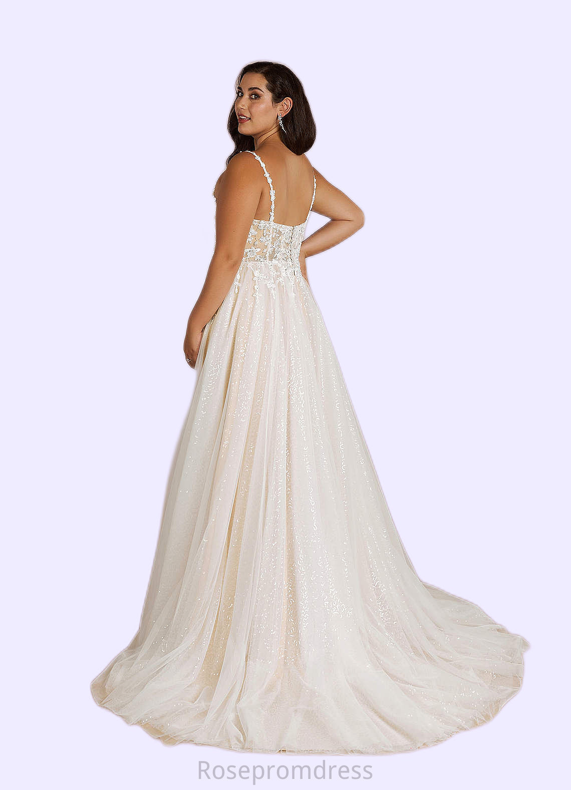 Payten A-Line Sequins Tulle Chapel Train Dress SRSP0020028