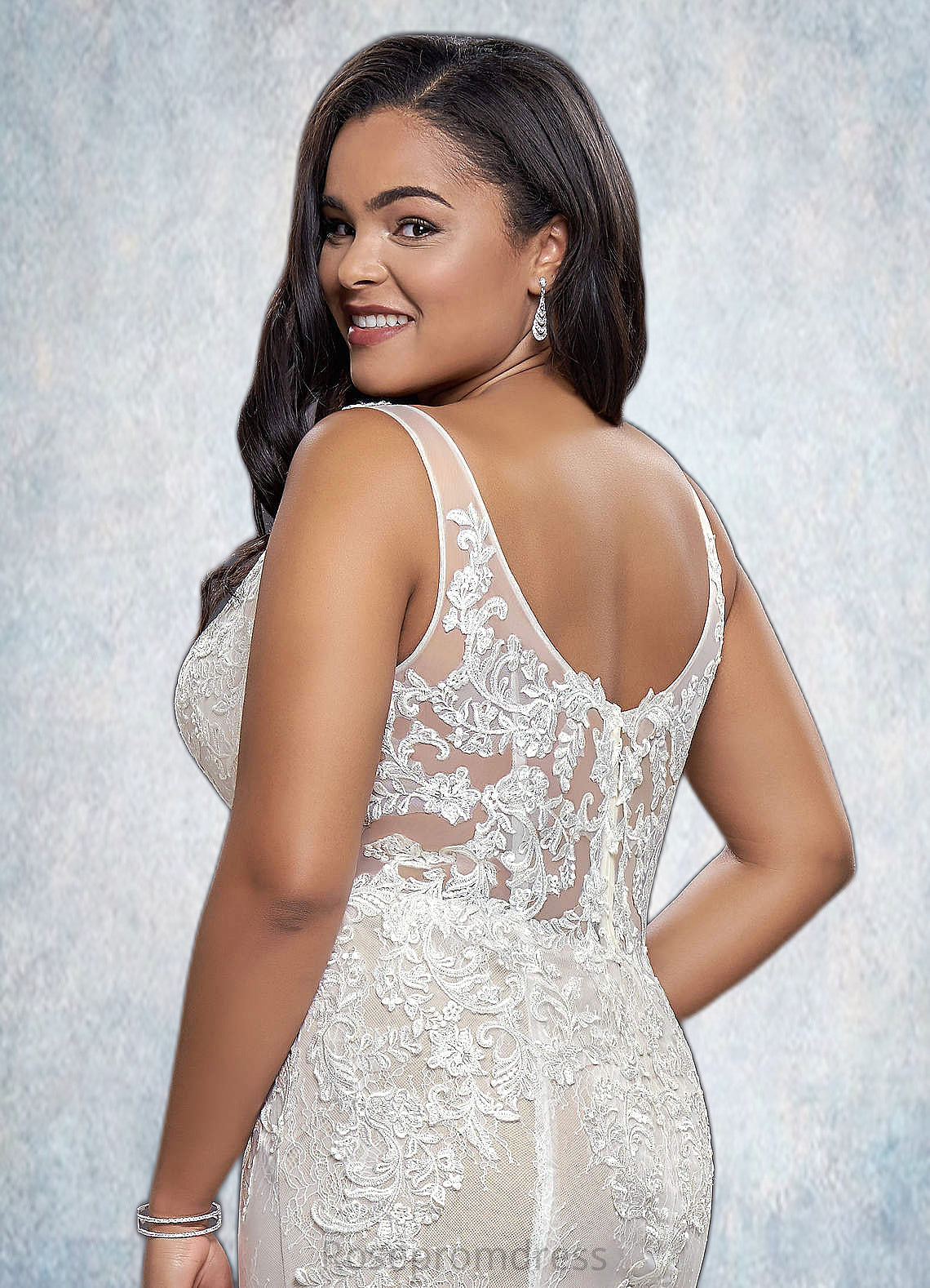 Riley Mermaid Lace Tulle Cathedral Train Dress SRSP0020074