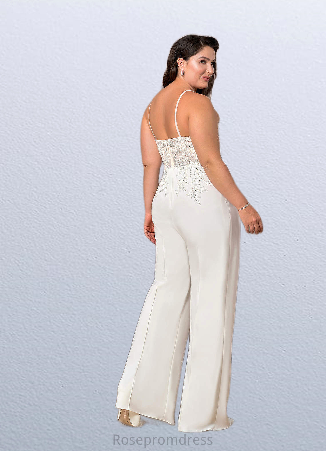 Elvira Sweetheart Neckline Lace Jumpsuit Diamond White/Champagne SRSP0020037