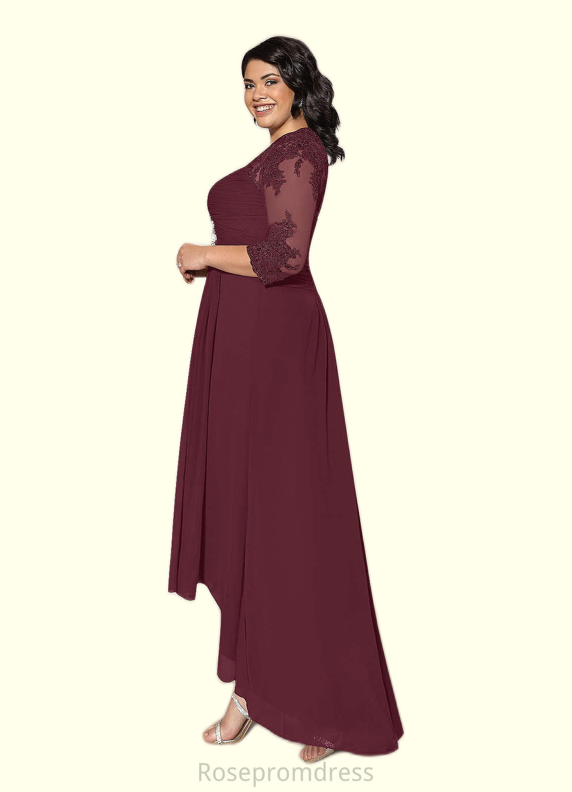 Janiya A-Line Lace Chiffon Asymmetrical Dress SRSP0019875