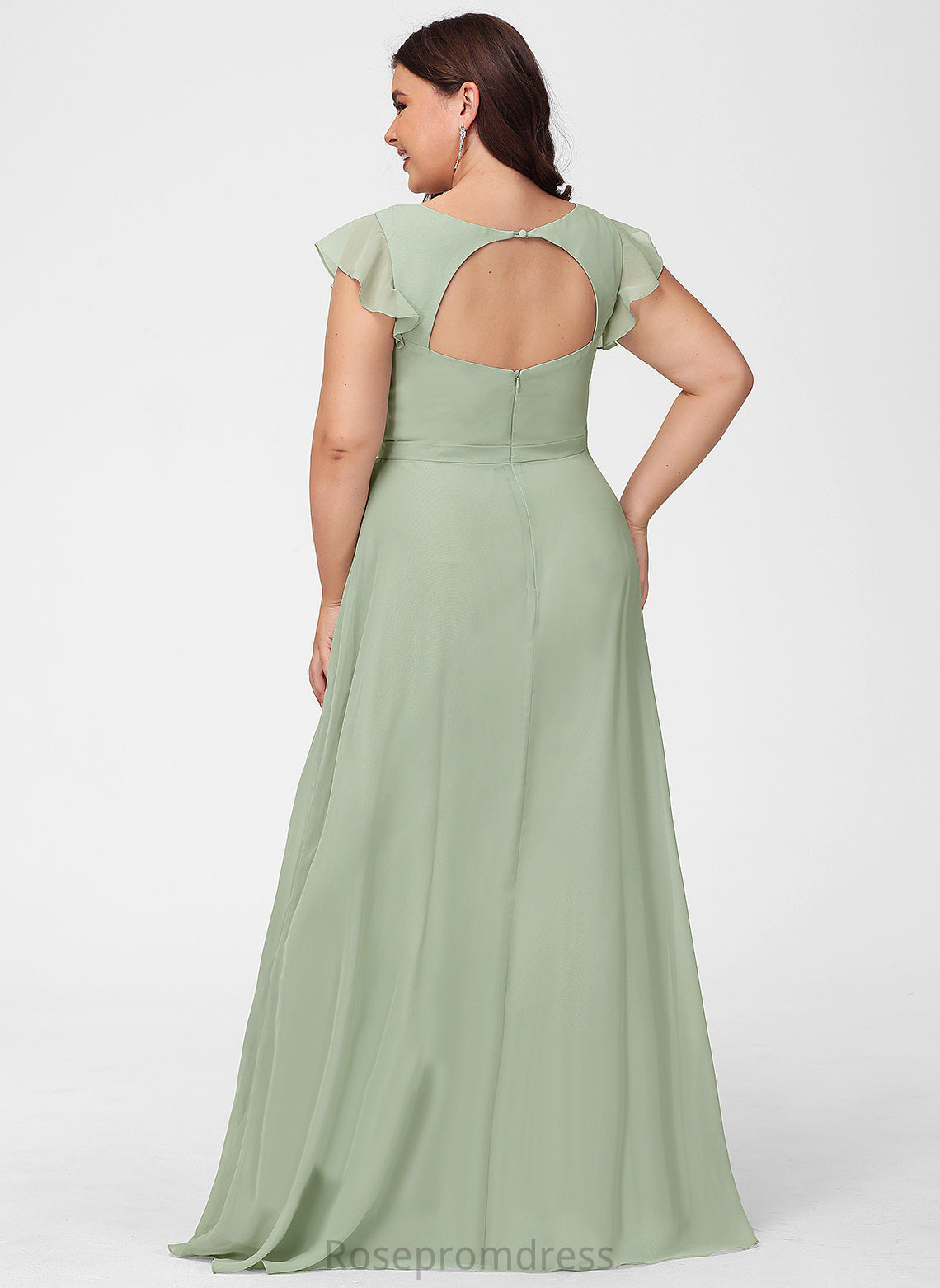 Silhouette Fabric V-Neck Floor-Length A-line Neckline Length Straps&Sleeves Salome Natural Waist A-Line/Princess Sleeveless Bridesmaid Dresses