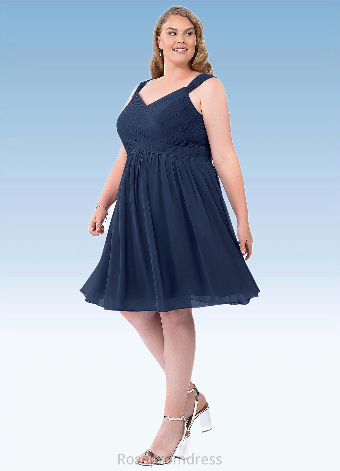 Luna A-Line Pleated Chiffon Knee-Length Dress SRSP0019668