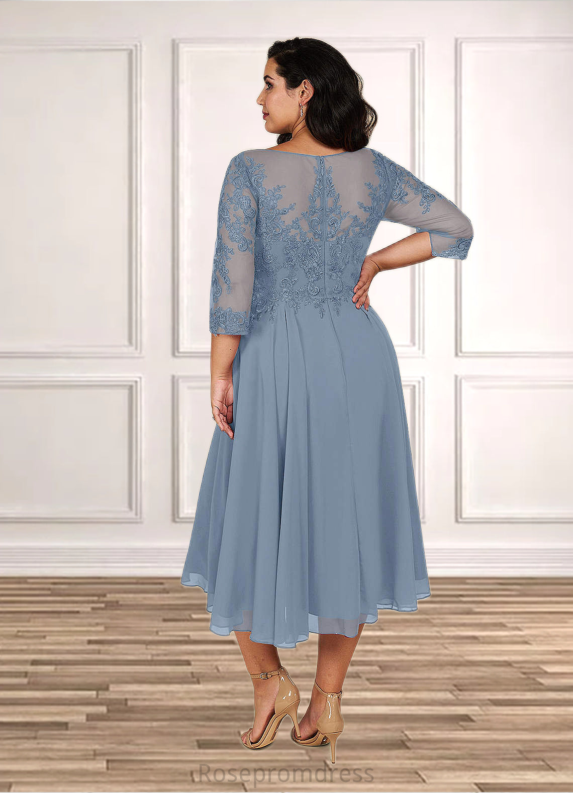 Hadassah A-Line Lace Tea-Length Dress SRSP0019829