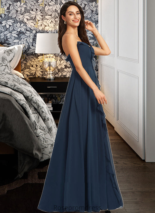 Sydney A-Line V-neck Floor-Length Bridesmaid Dress With Split Front SRSP0012782