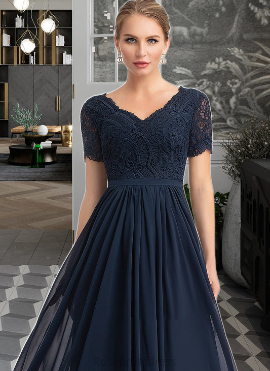 Nicola A-Line V-neck Floor-Length Chiffon Bridesmaid Dress SRSP0012821
