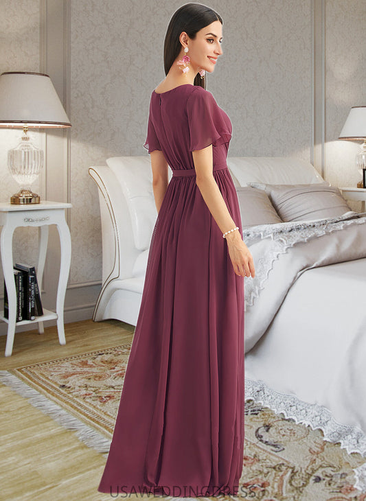 Shyla A-Line V-neck Floor-Length Bridesmaid Dress With Split Front DSP0012829