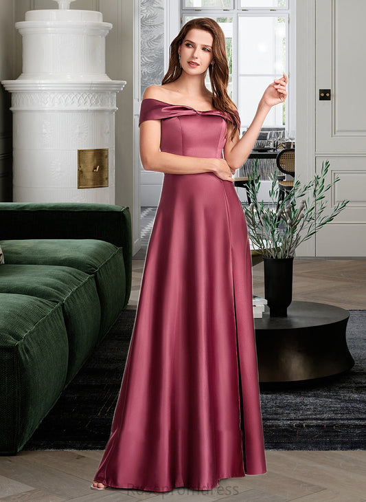 Nadia A-Line Off-the-Shoulder Floor-Length Bridesmaid Dress With Split Front SRSP0012845