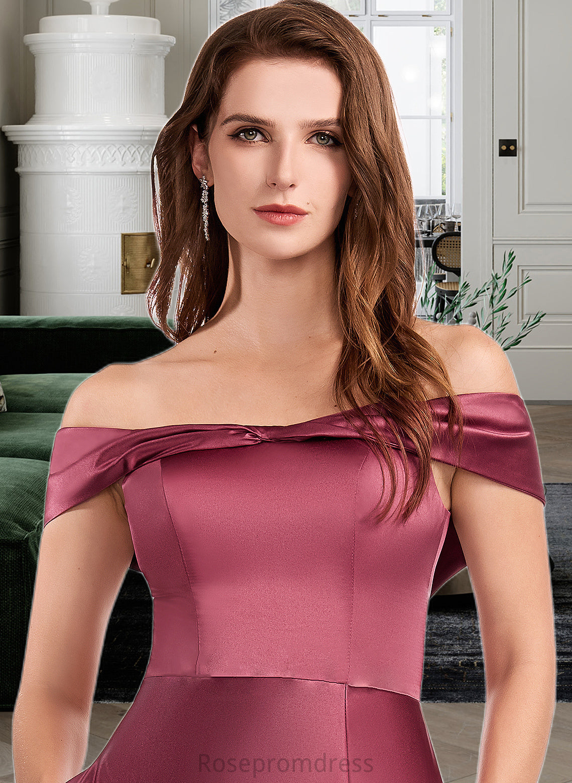 Nadia A-Line Off-the-Shoulder Floor-Length Bridesmaid Dress With Split Front SRSP0012845