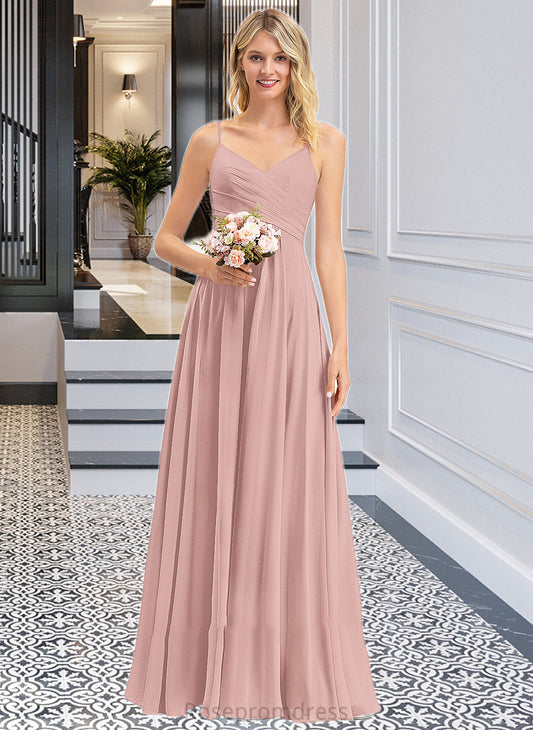 Jasmin A-LineV-neckFloor-LengthChiffonBridesmaidDressWithRuffle#251358 SRSP0012849