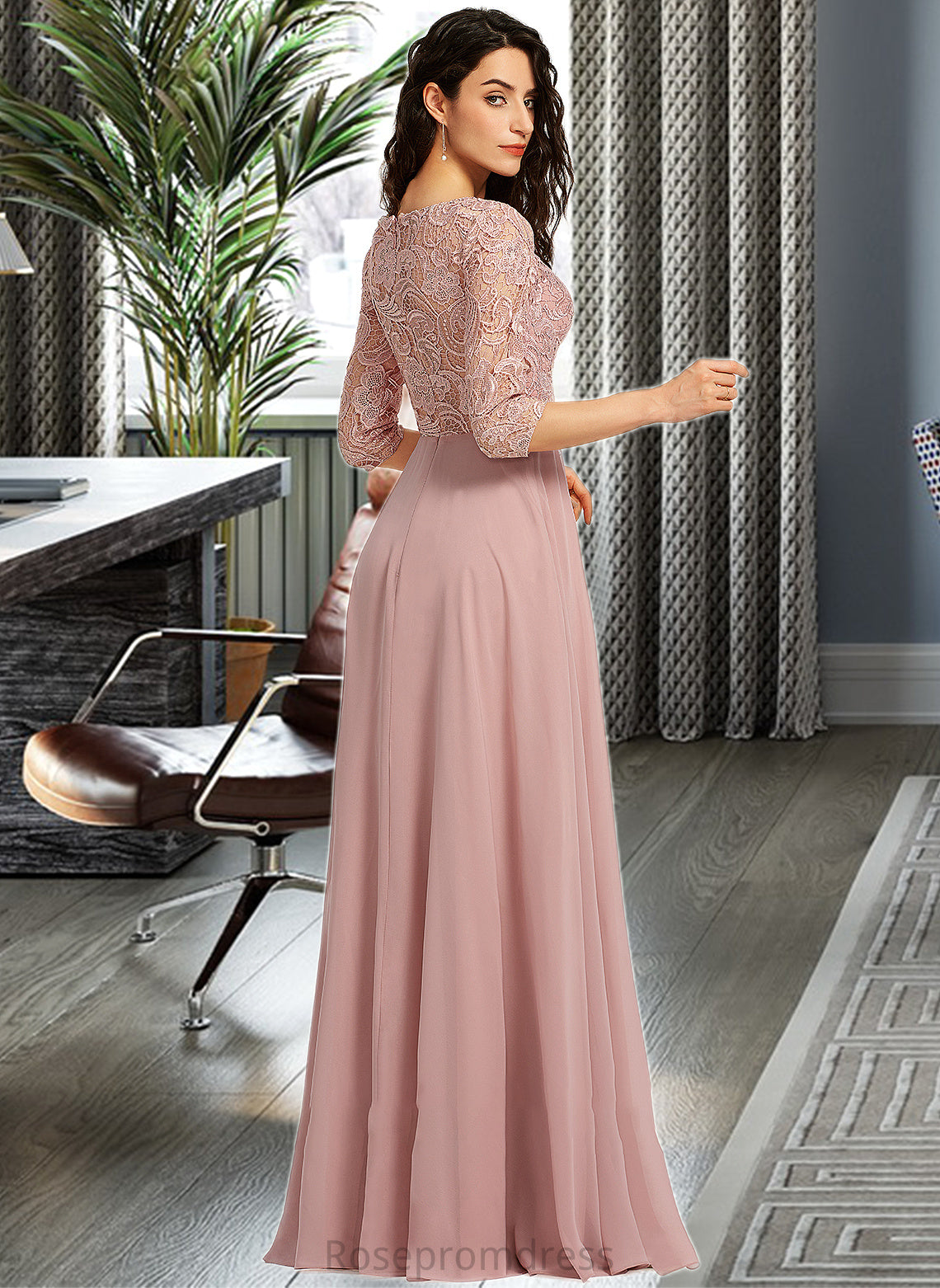 Campbell A-Line Scoop Neck Floor-Length Bridesmaid Dress With Split Front SRSP0012865