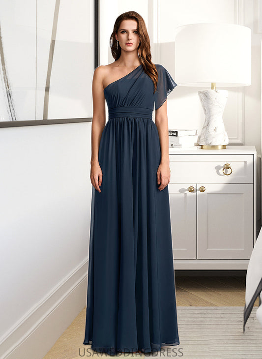 Sariah A-Line One-Shoulder Floor-Length Bridesmaid Dress With Ruffle DSP0012875