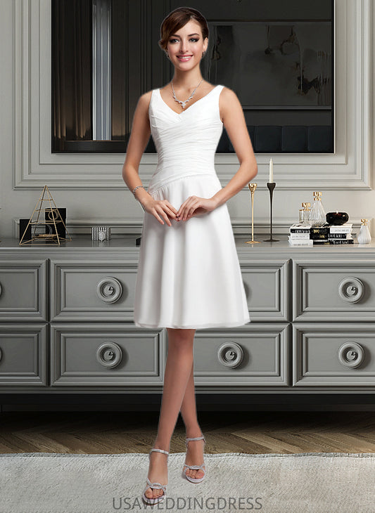 Dalia Chiffon Knee-length Bridesmaid Dress with V-Neck DSP0012911