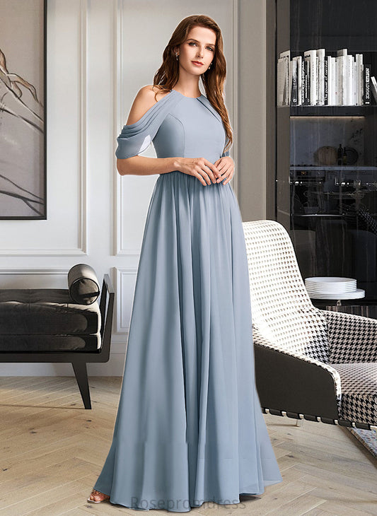 Zariah A-Line High Neck Floor-Length Bridesmaid Dress SRSP0012919
