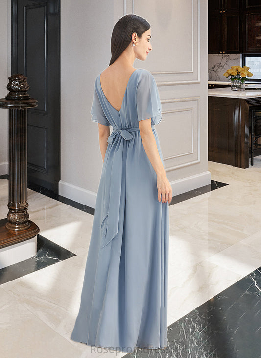 Brenda A-Line Floor-Length Bridesmaid Dress With Ruffle Split Front SRSP0012925