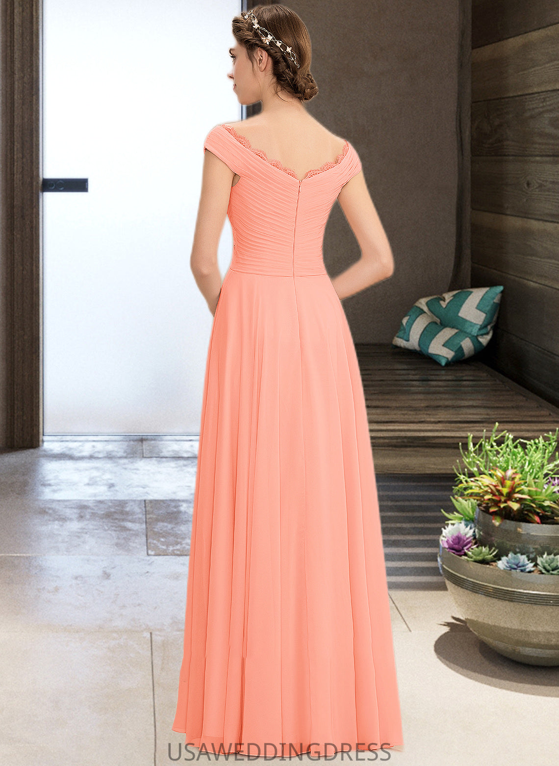 Julissa A-Line Off-the-Shoulder Floor-Length Chiffon Bridesmaid Dress With Ruffle Lace DSP0012941