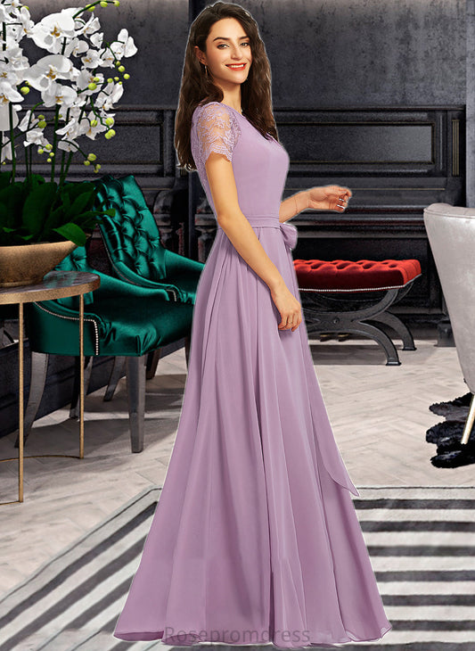 Katie A-Line Scoop Neck Floor-Length Bridesmaid Dress SRSP0012952