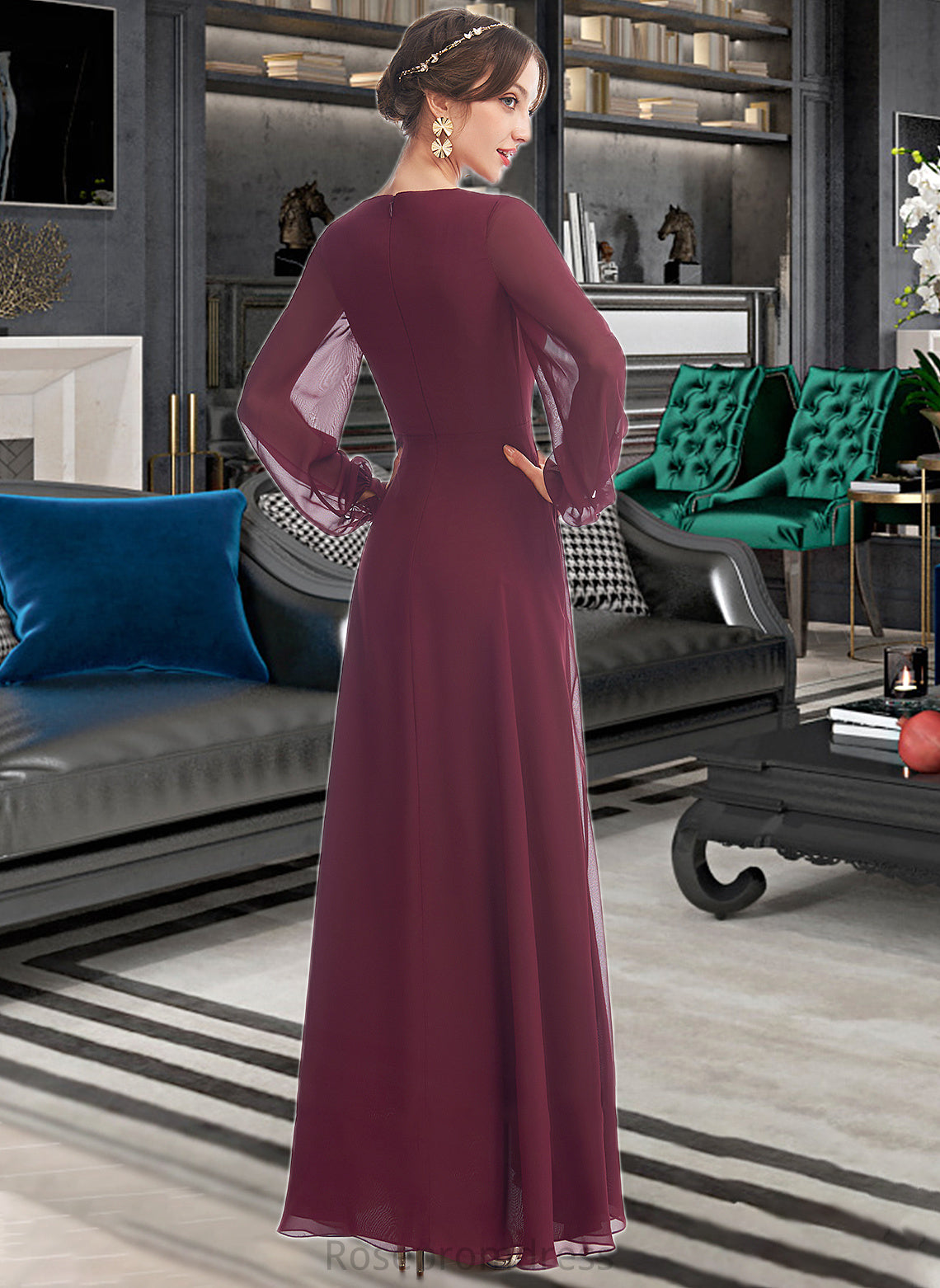 Mercedes A-Line V-neck Asymmetrical Bridesmaid Dress With Ruffle SRSP0012954