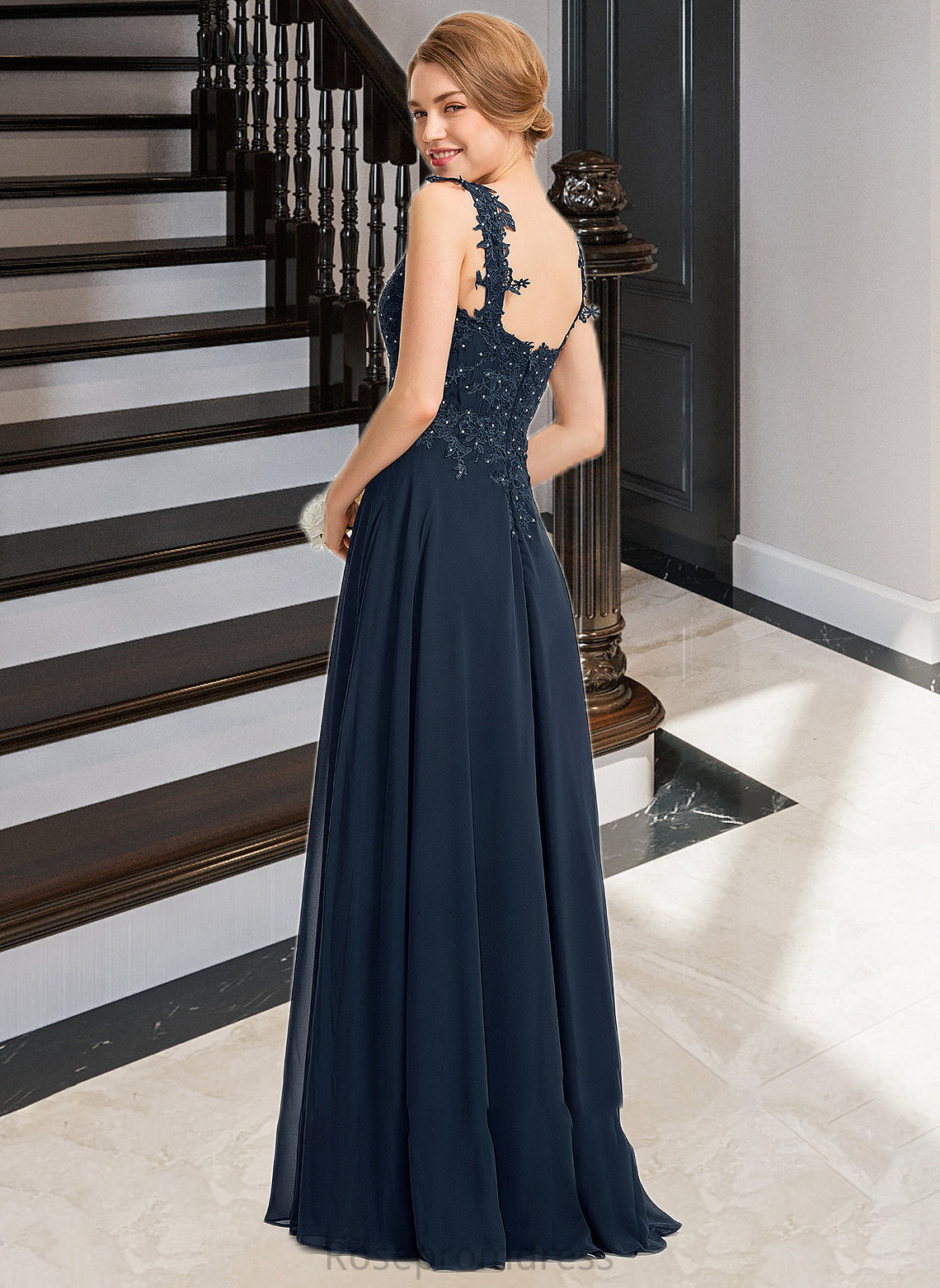 Nellie A-Line Sweetheart Floor-Length Chiffon Lace Bridesmaid Dress With Beading Split Front SRSP0012963