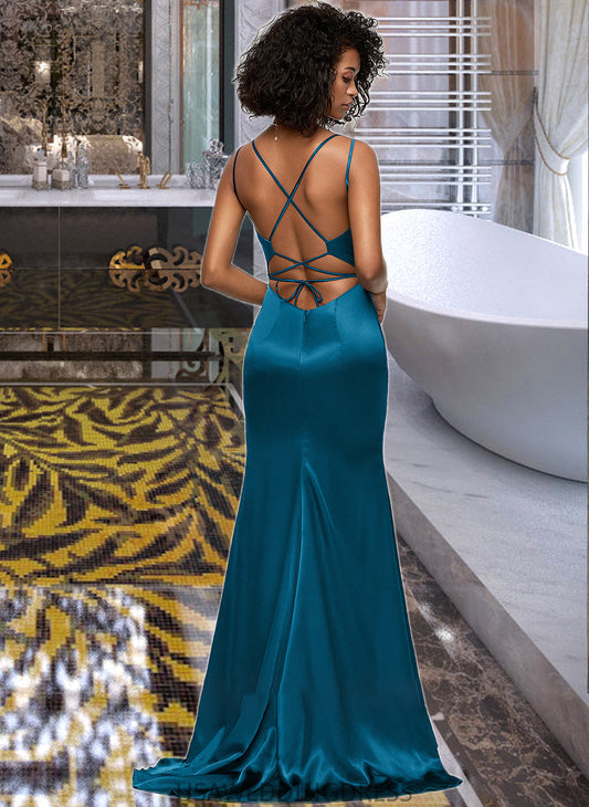 Sibyl Trumpet/Mermaid V-neck Sweep Train Bridesmaid Dress DSP0012993